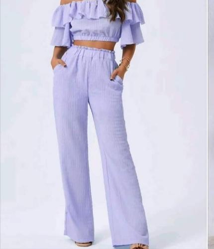 Conjunto lila de top con mangas L
