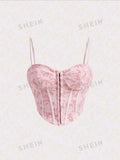 Bustier con estapando rosa y blanco