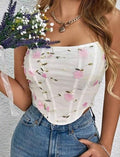 Bustier blanco de flores rosa