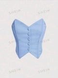 Chaleco strapless azul