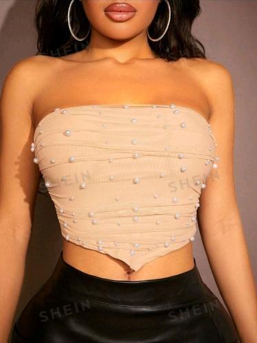 Top strapless con pepas