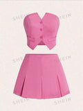 Conjunto con falda rosa