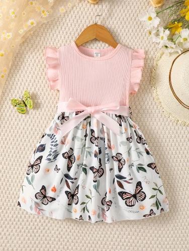 Vestido de mariposa y moño rosa talla 5Y