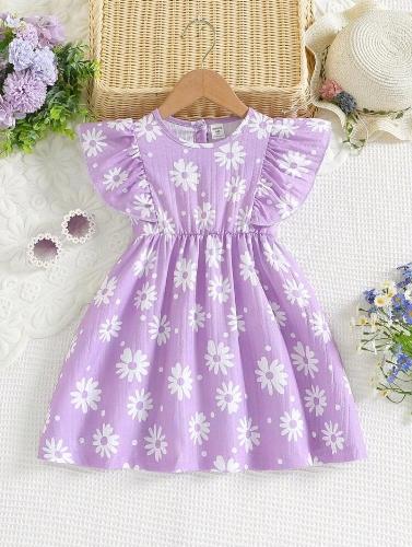 Vestido lila de margaritas T5