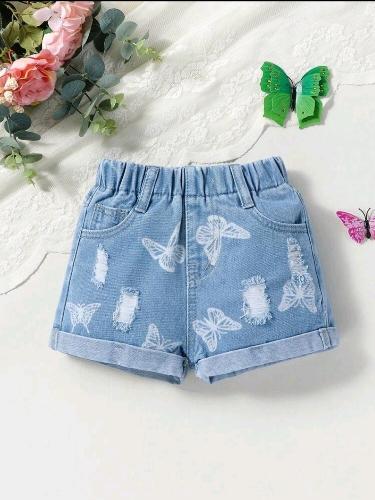 Short de jean con mariposa
