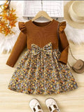 Vestido marron manga larga 4y-7y