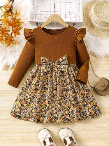 Vestido marron manga larga 4y-7y