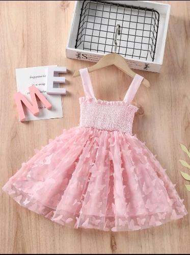 Vestido de tiras con mariposa 4y-7y